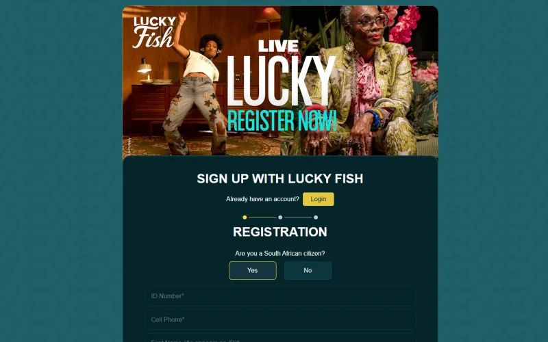 Lucky Fish casino register – sign up form